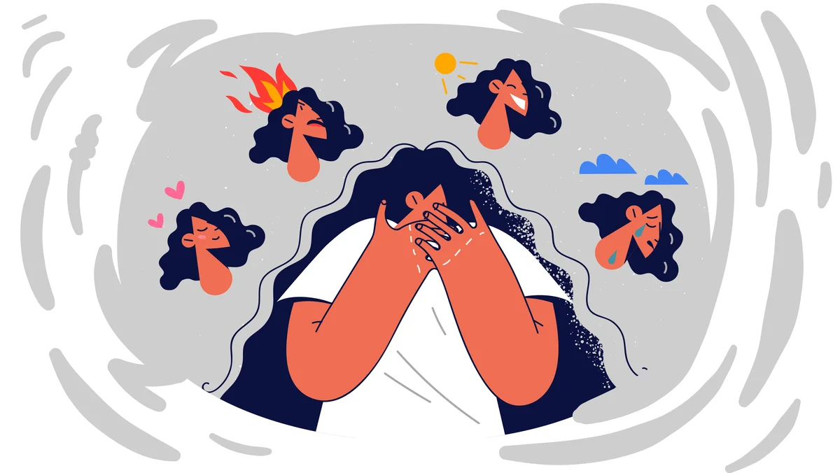 Ilustración de una persona con síntomas de ansiedad