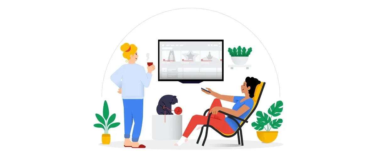 Eine Illustration zeigt den Live TV-Tab für Google TV.