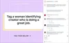 A screenshot of an Instagram post from @googleforcreators displays a designed  prompt that says, “Tag a woman identifying creator who is doing a great job.”
