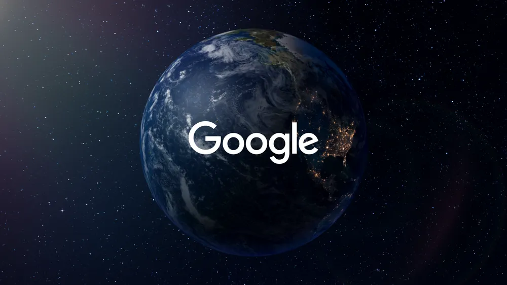 a picture of Earth from outer space and the word Google