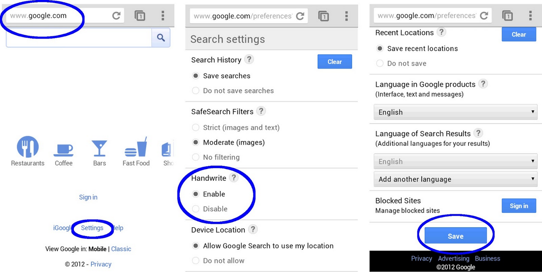 google handwriting search