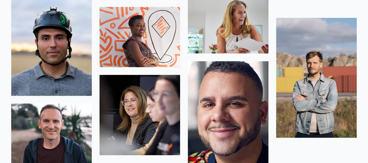 A collage of seven photos featuring Google.org’s 2023 Leaders to Watch.