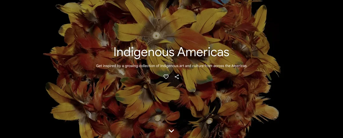 A piece of art with the words Indigenous Americas get inspired by a growing collection of Indigenous art and culture from across the Americas