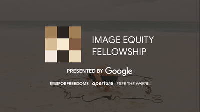 Logo for the Image Equity Fellowship, featuring multicolored square panels inspired by a diverse range of skin tones.
