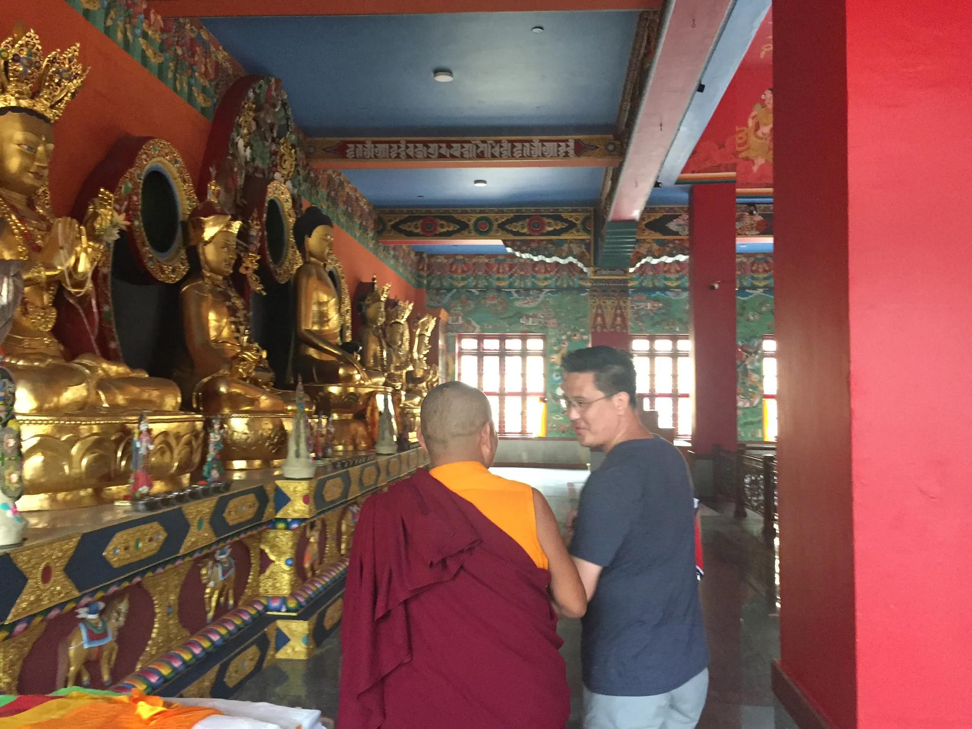 Nima visiting a Tibetan Buddhist monastery in the Tibetan refugee settlements in south India, 2018.