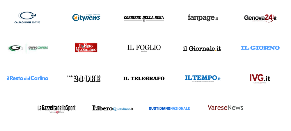 An image showing the logos of some of the Italian News Showcase publisher partners