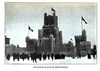 A black-and-white photo of an ice-palace in Montreal.