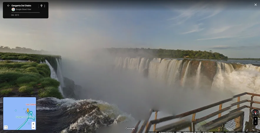 Eine Street View-Aufnahme, die den Iguazu-Wasserfall in Brasilien zeigt.