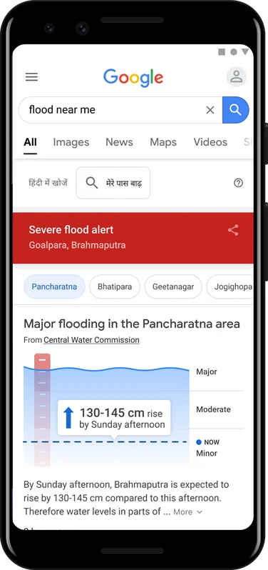 Google Flood-Alarm auf einem Smartphone