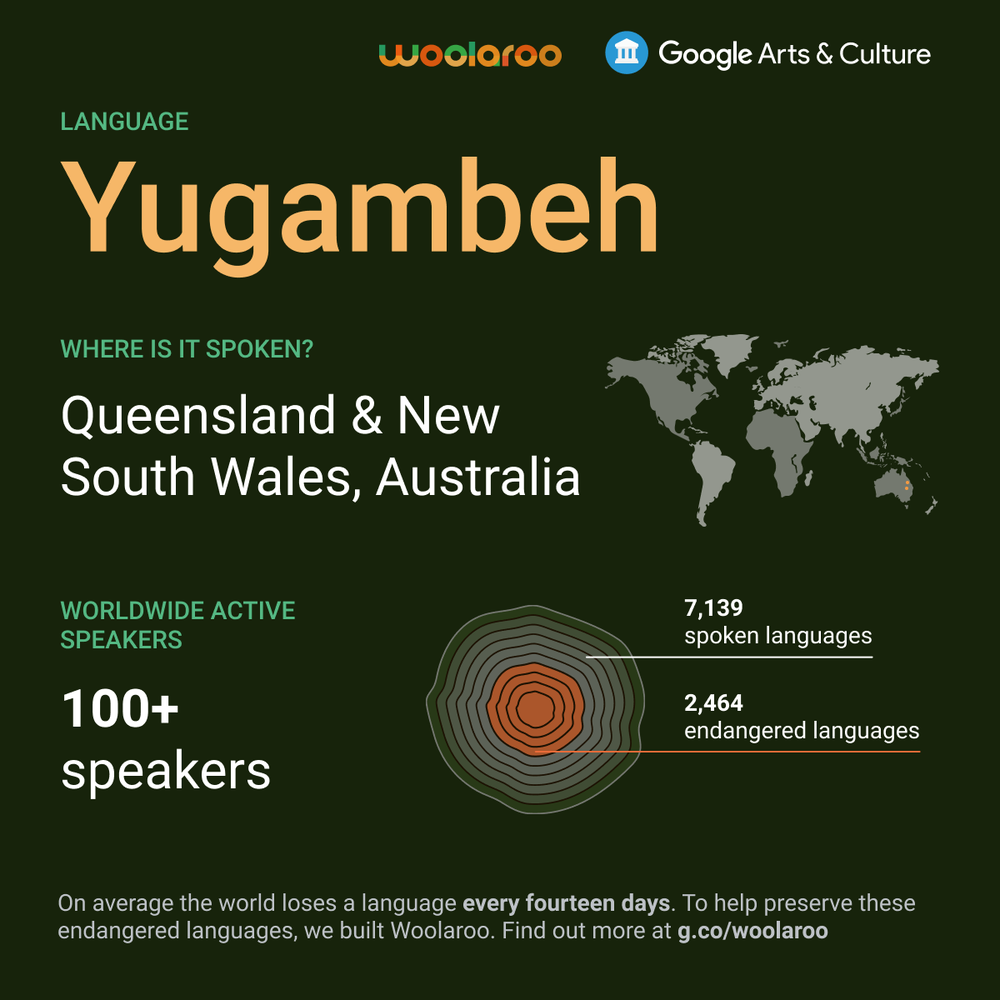 Un grafico informativo con numeri sulla lingua yugambeh