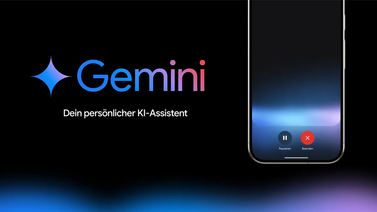 Ein schwarzes Bild mit Gemini Logo