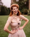 YouTube Creator Jessica Kellgren-Fozard in a pink vintage dress