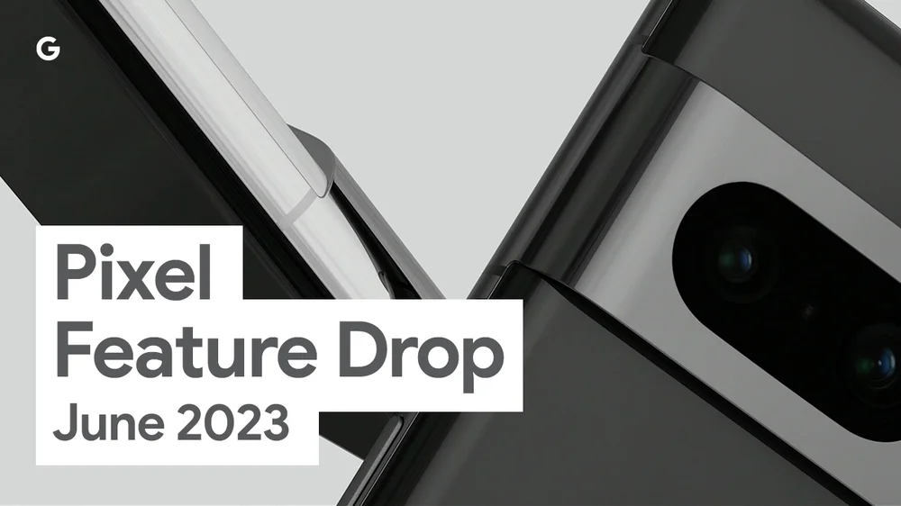 Image showing Pixel phones with the words "Pixel Feature Drop June 2023"