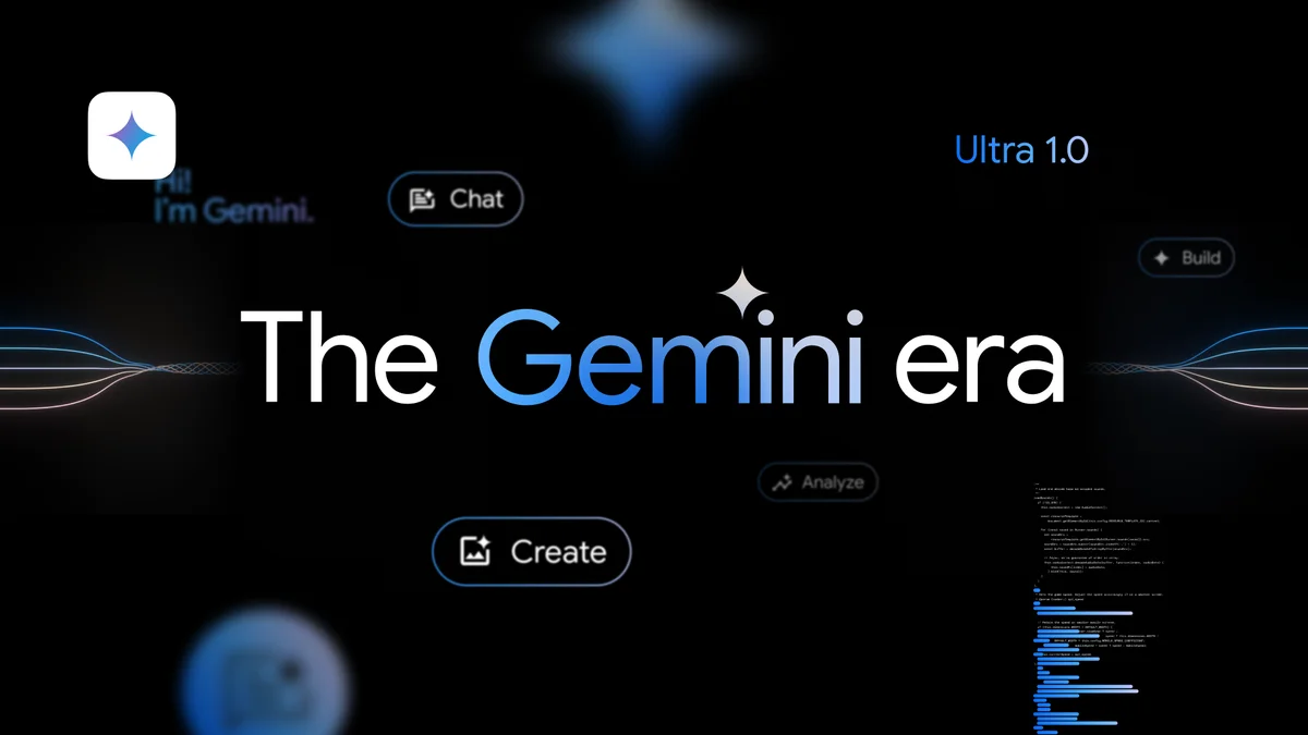 Schwarzer Hintergrund mit dem Text "The Gemini era"