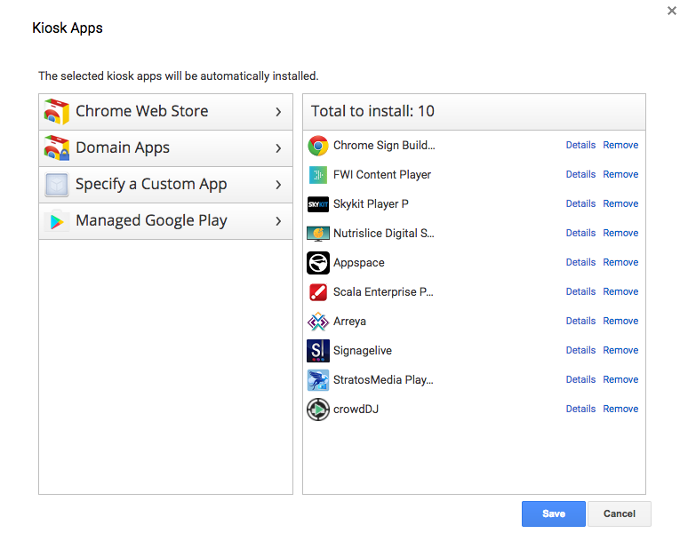 Kiosk app management