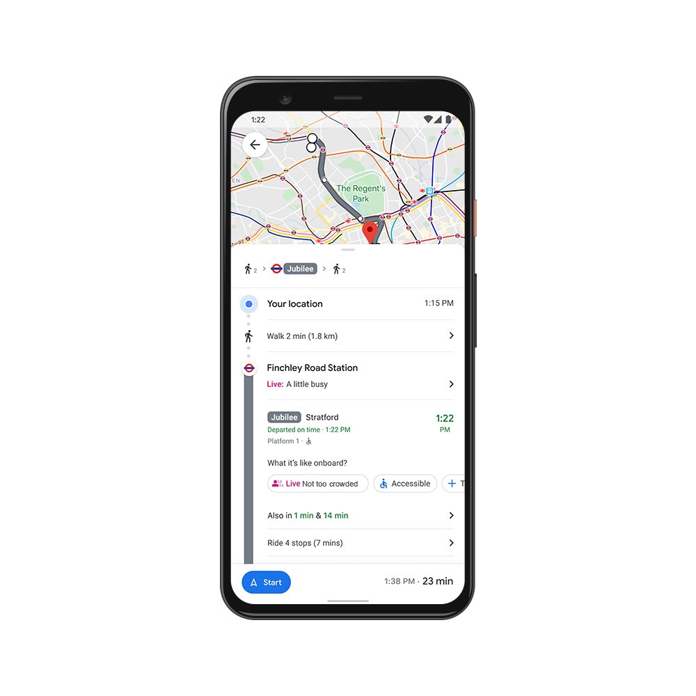 Google Maps affollamento mezzi pubblici