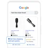 A mobile phone screen showing the search query “hair blow dryer brush.” One of the results shows a tag that says “Get free shipping and earn points.”