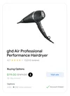 A listing for a hair dryer at Sephora, showing a lower price and customer reviews.