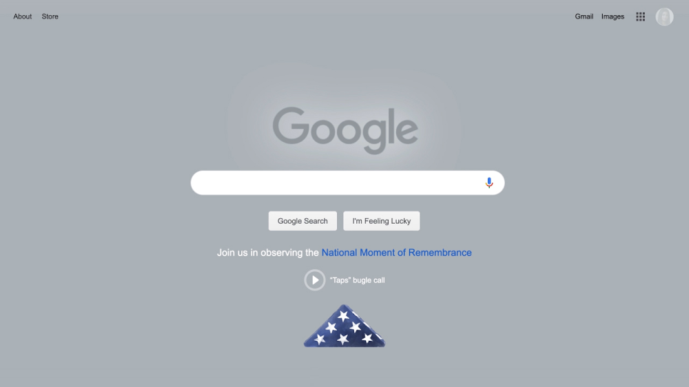 Google's Memorial Day desktop homepage experience