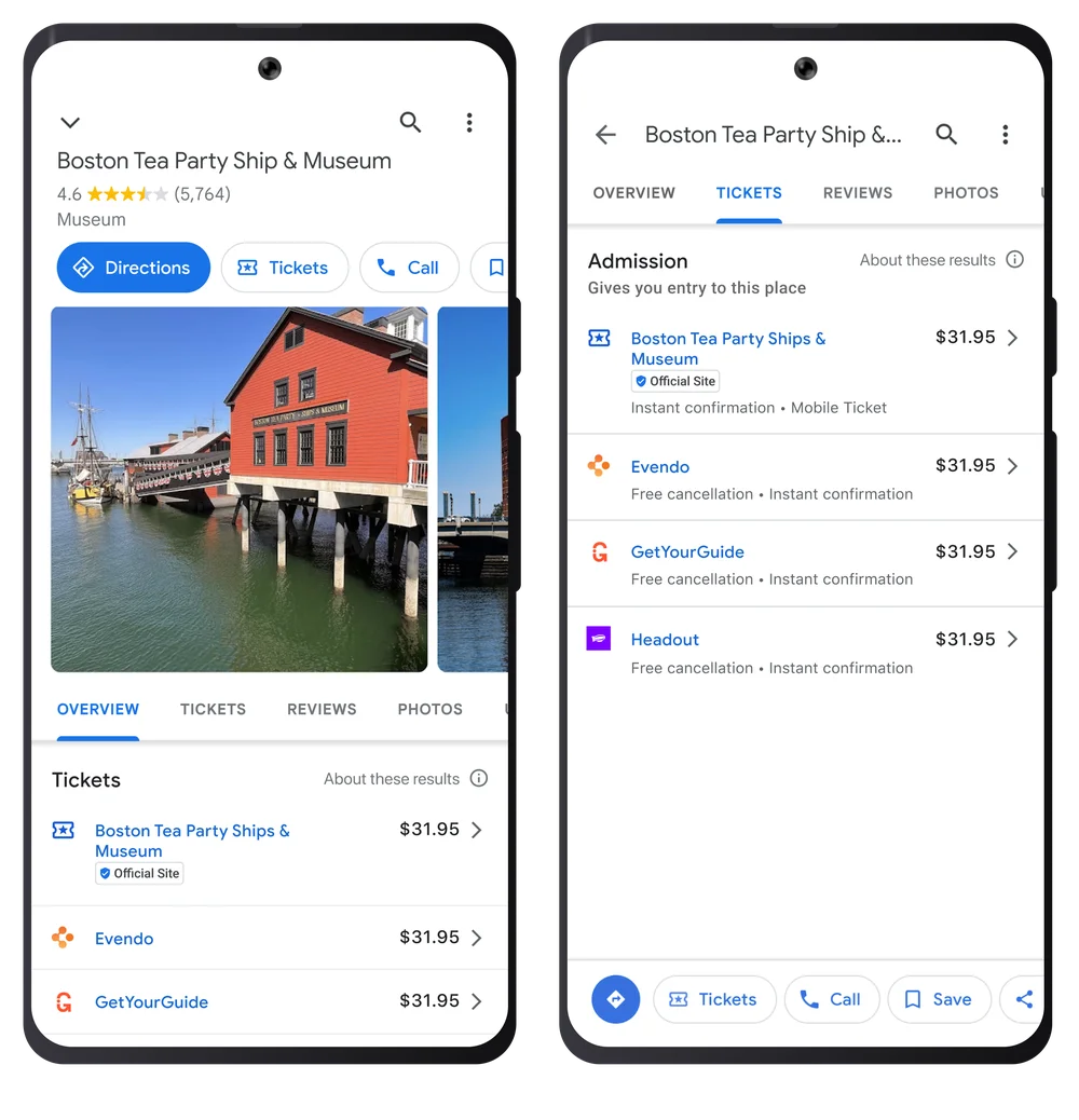 Google Ads for attraction and tour operators: Compare ticket prices on Google Maps Feature