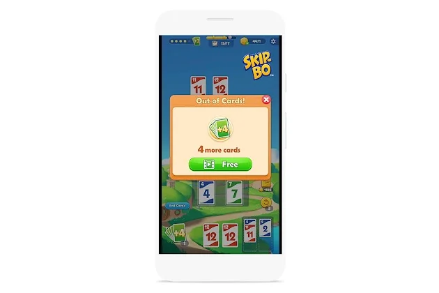 A carousel of three mobile game screenshots that shows three different types of ad implementations in three different mobile games.