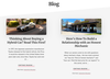 The blog section of the Mechanic Shop Femme website features thumbnails and preview text about two car-focused posts.
