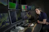 Photograph of Met Office Presenter Clare Nasir in the weather studio, Met Office National Meteorological Library and Archive