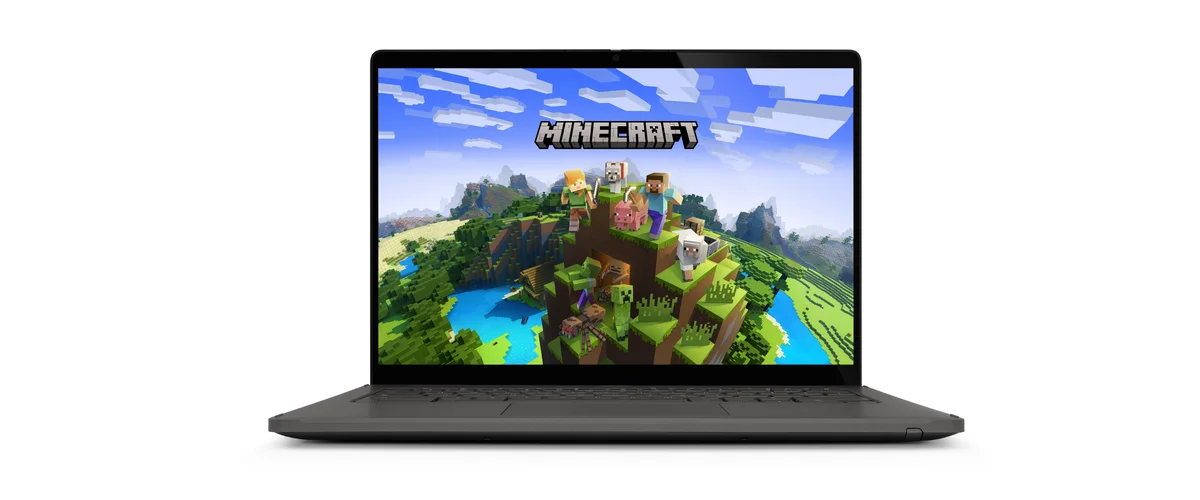 Auf einem Chromebook wird das Spiel Minecraft gezeigt