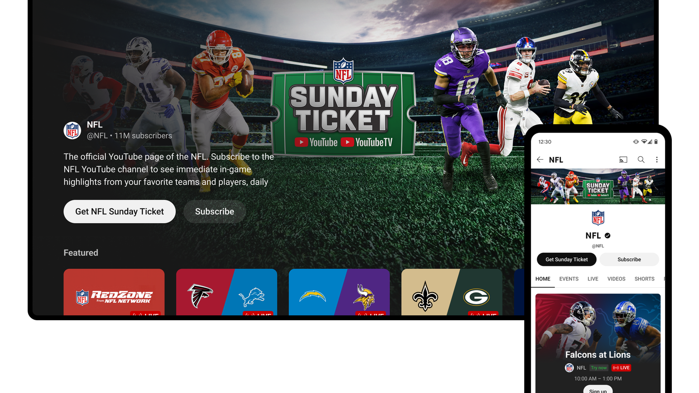 NFL Sunday Ticket on   TV &   Primetime Channels