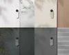A collage of the Nest Doorbell (wired, 2nd gen) in its four colors: Snow, Linen, Ash and Ivy.