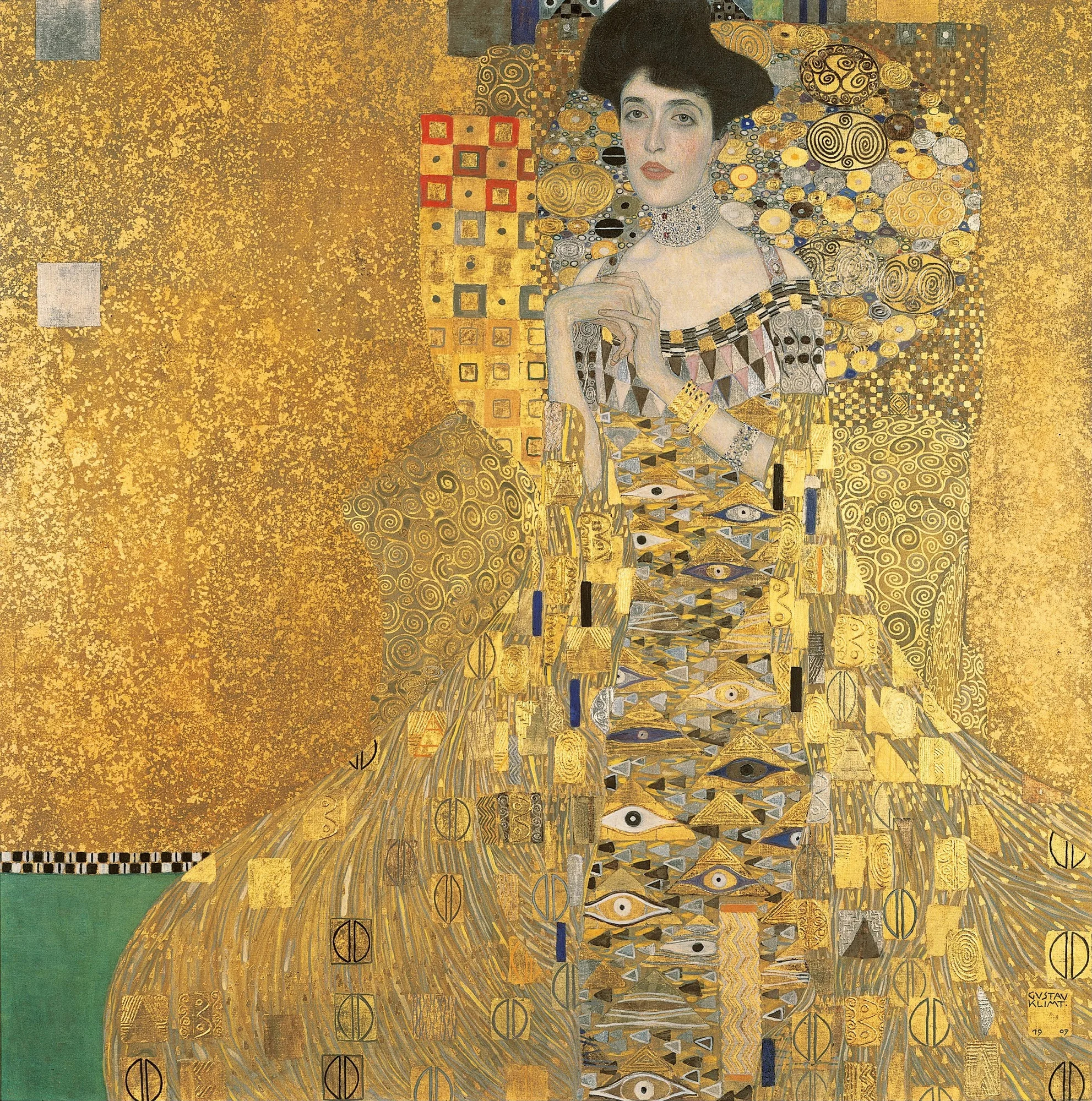 Gustav Klimt’s painting “Adele Bloch-Bauer I” featuring his classical use of gold as a dominating colour