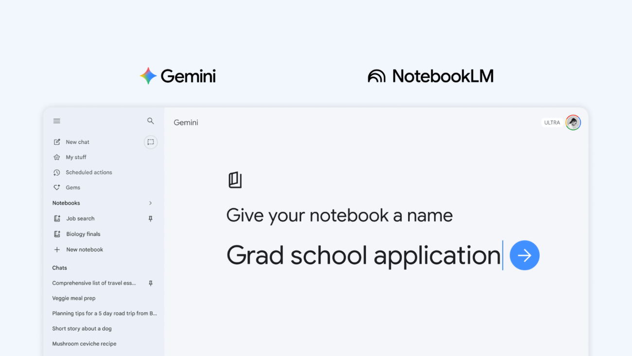 Behaltet den Überblick mit Notebooks in Gemini
