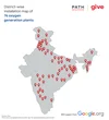 Map of India with location pins
