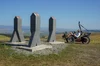 The Street View trike at the Via Transilvanica monument, overlooking the city of Alba Iulia