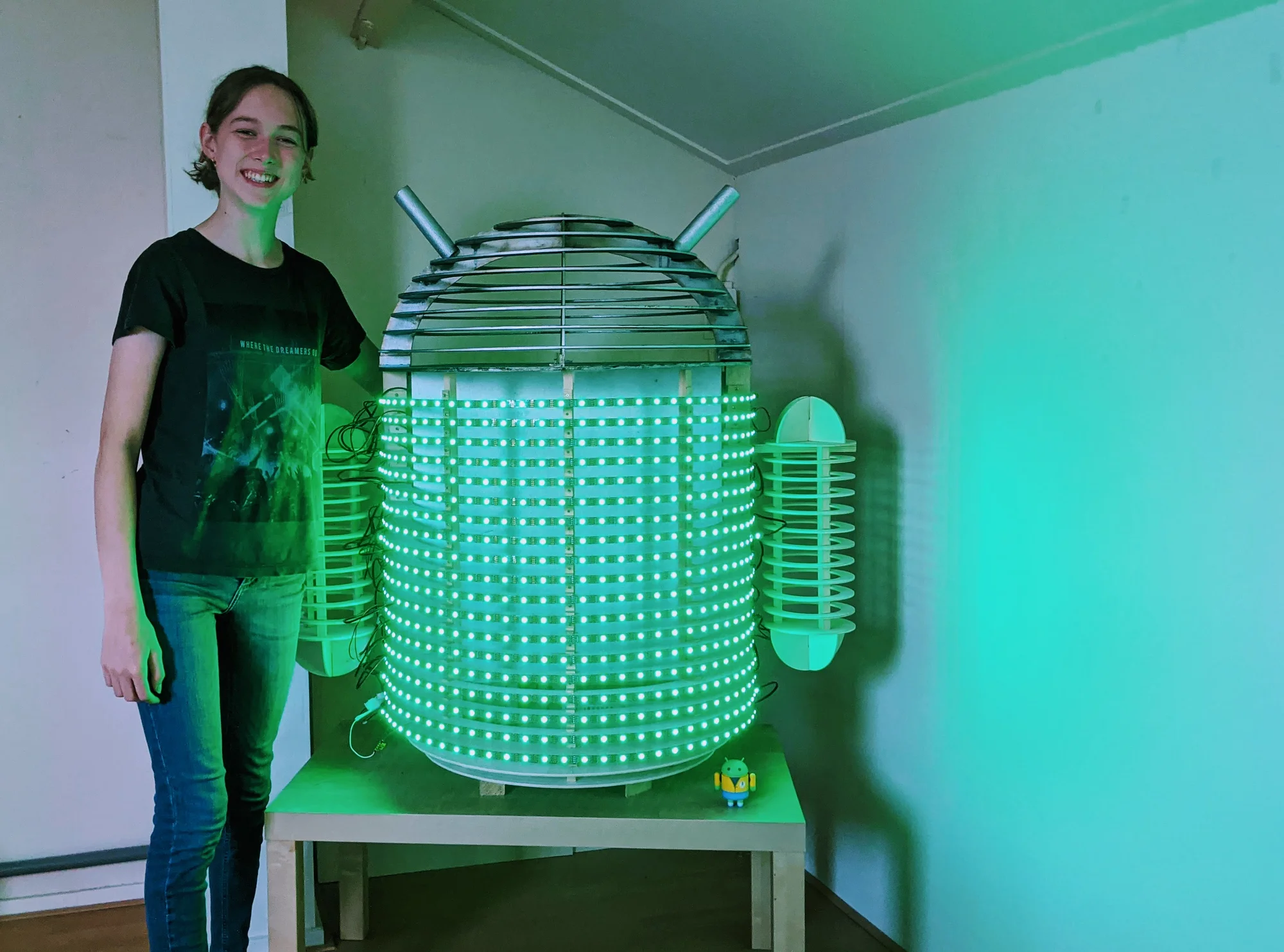 Janine poses with Droid lit up