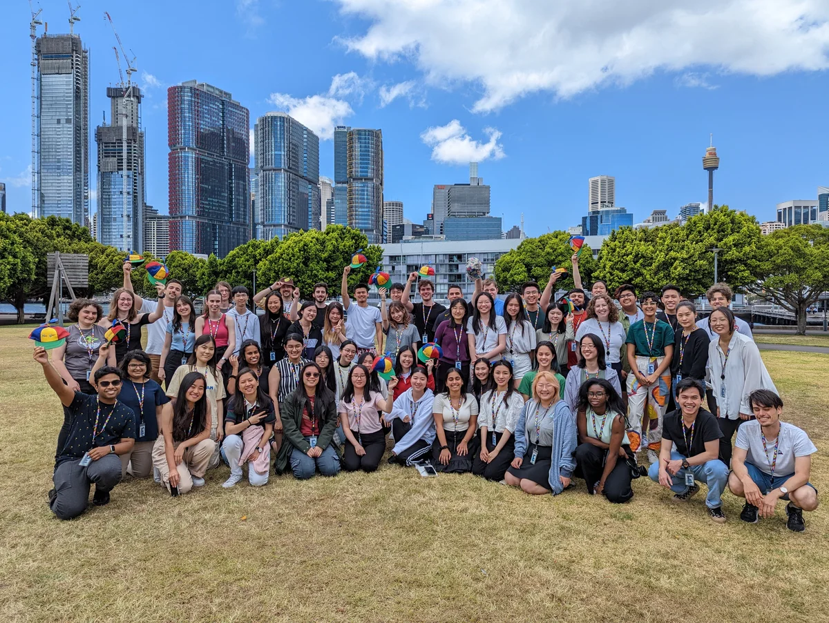 Our summer interns taking a photo in the park