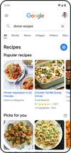 a phone showing a personalized selection of recipes