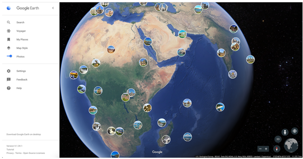 google earth map of world