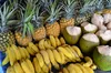 Pineapples, bananas and coconuts