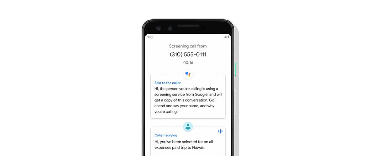 An illustration of the Call Screen feature on Pixel phones.