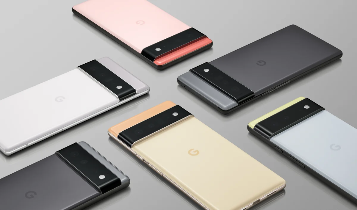 Google Pixel 6 and Pixel 6 Pro, each available in three colours