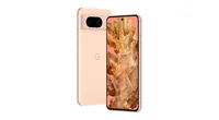 Immagini del Pixel 8 nei colori Rose, Hazel e Obsidian.