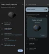 A screenshot of a Pixel phone explaining touch controls on Pixel Buds Pro.