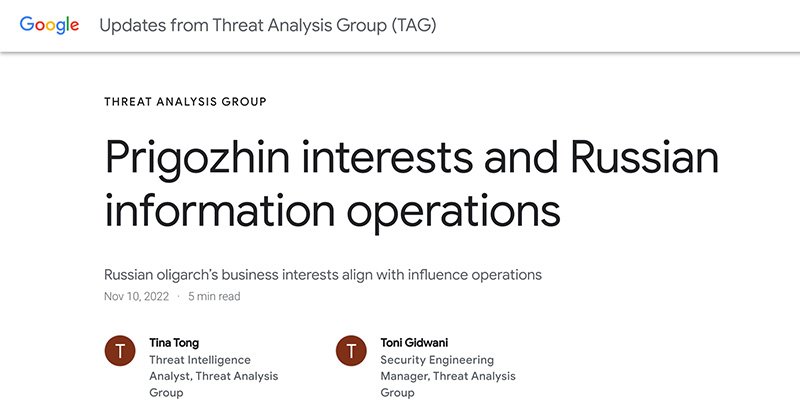 Prigozhin interests and Russian information operations