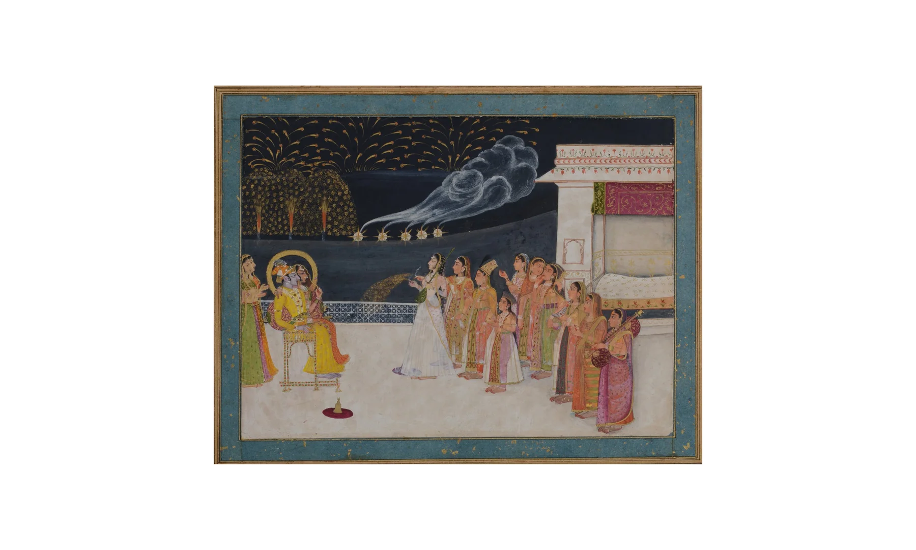 Radha and Krishna Watching Fireworks in the Sky from the collection of National Museum, New Delhi