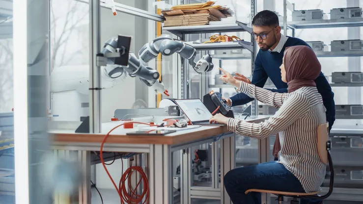 Researchers in lab