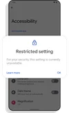 Pop-up notification for restricted settings