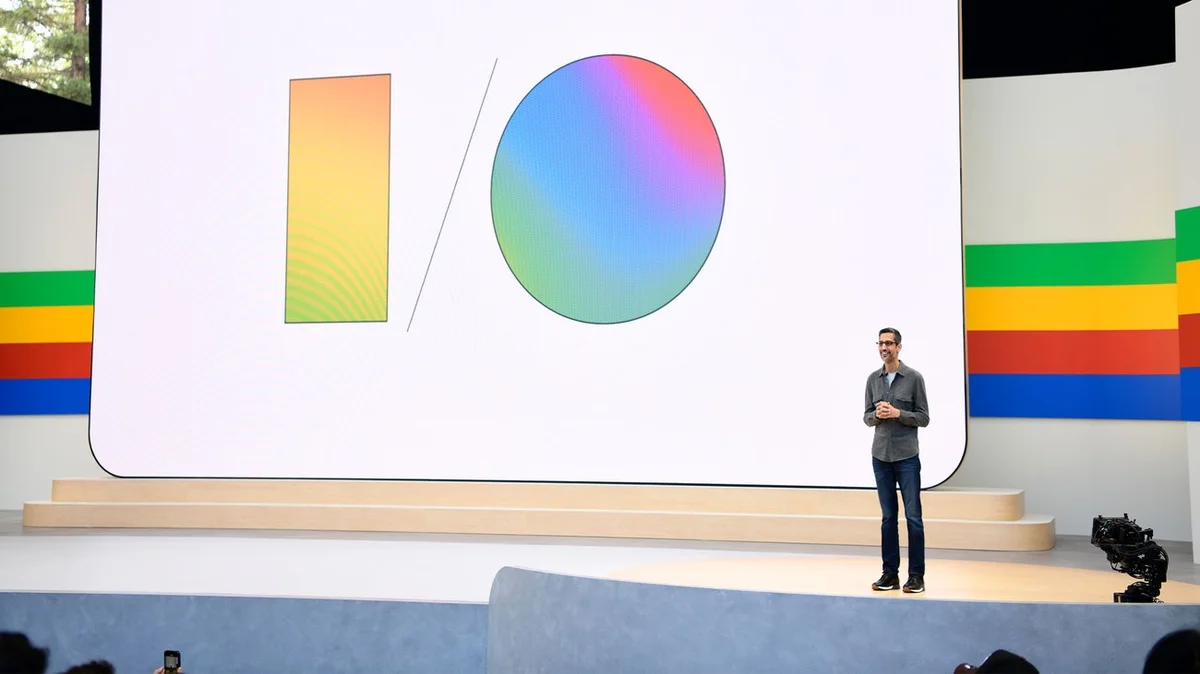 Picture of Google's CEO on stage