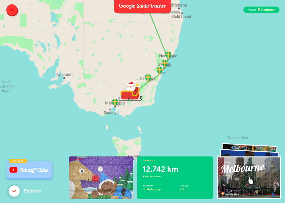 Santa tracker map