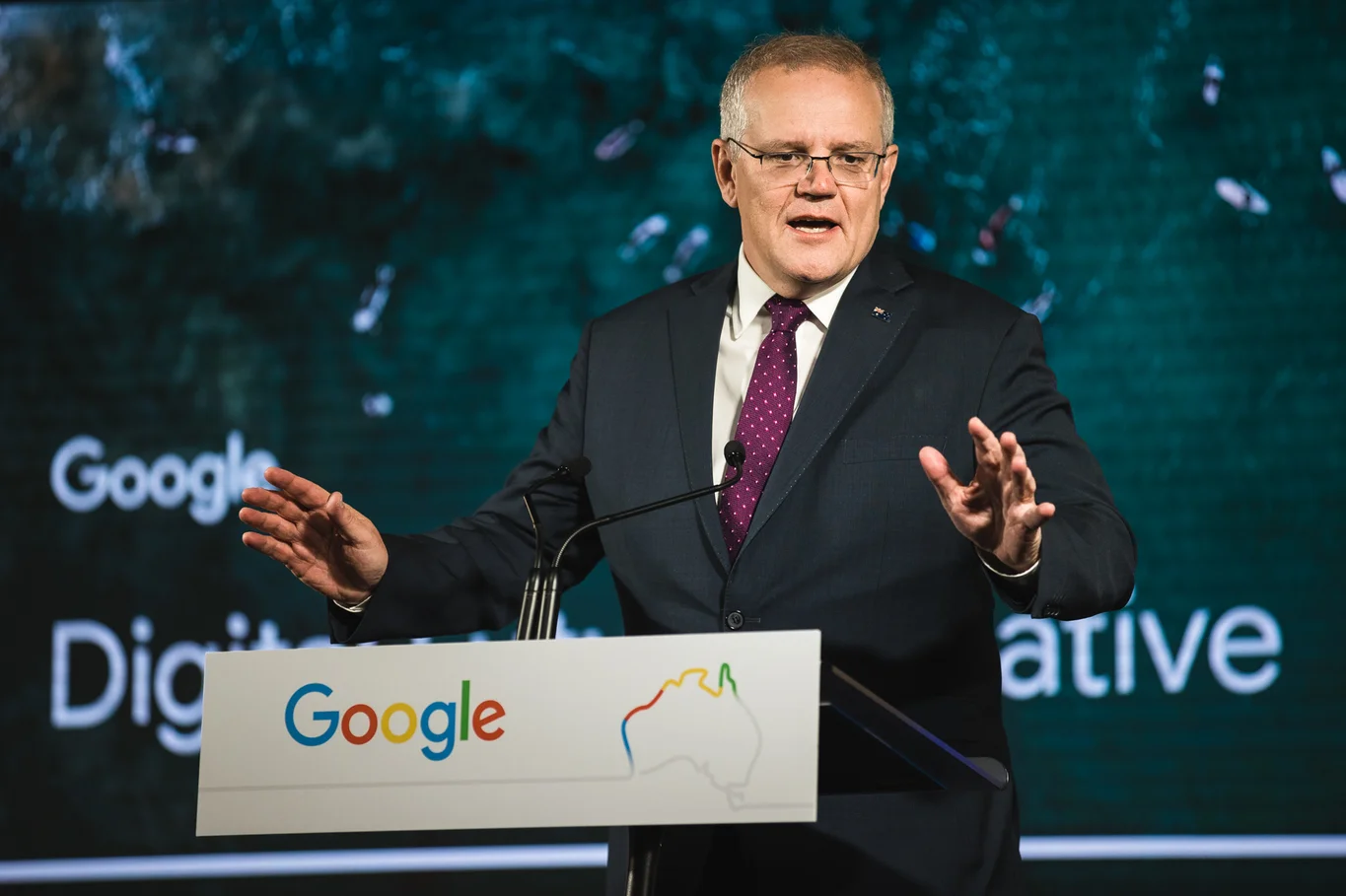 Prime Minister Scott Morrison on stage